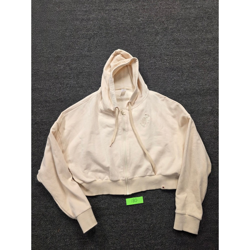 KADYLUXE WSU Cougars Cropped Zip Up Hoodie Cream Women Large Washington State